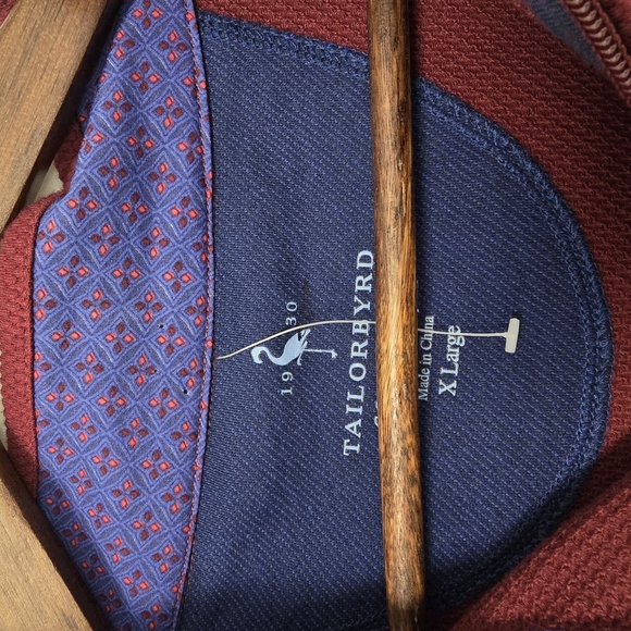 TailorByrd Mens Quarter Zip Pullover Burgundy Red Size Xlarge NWT Textured - Picture 5 of 7